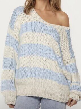 Anna Kaci Oversized Striped Knit Sweater